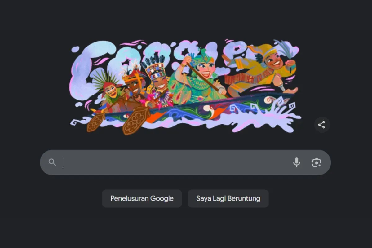 Google rayakan HUT RI Ke-80 dengan doodle pacu jalur (Sumber: Screenshot Google)