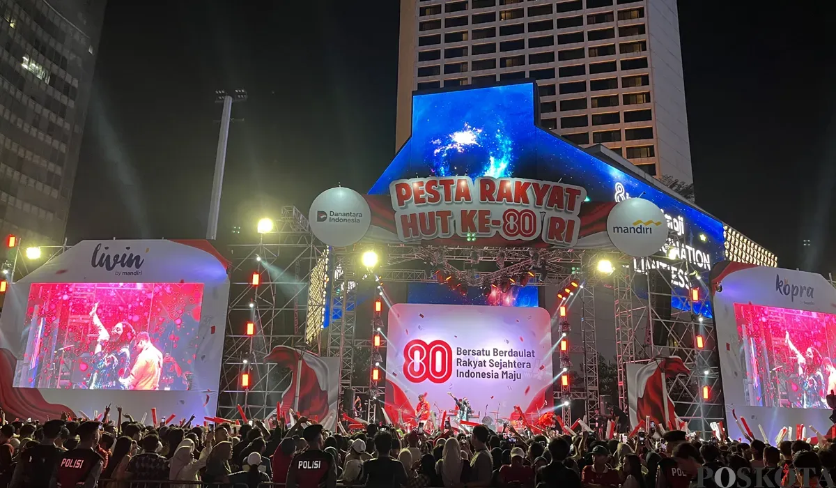 Suasana di kawasan Bundaran HI, Jakarta Pusat, Minggu 17 Agustus 2025. (Sumber: POSKOTA | Foto: Pandi Ramedhan)