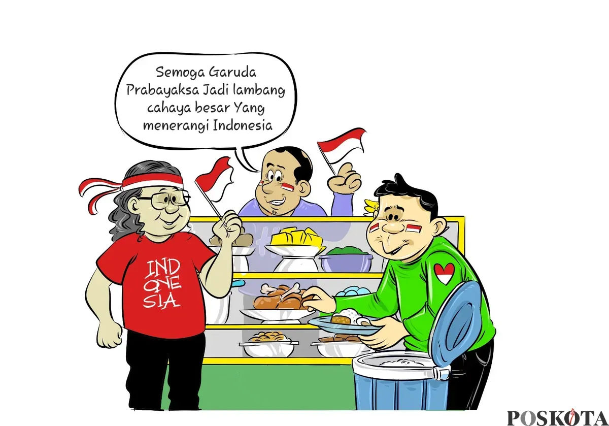 Ilustrasi - Obrolan warteg saat memperingati HUT ke-80 RI, warga berharap kereta kencana “Garuda Prabayaksa” menjadi simbol cahaya besar yang menerangi Indonesia menuju masa depan lebih maju dan sejahtera. (Sumber: Poskota/Arif Setiadi)