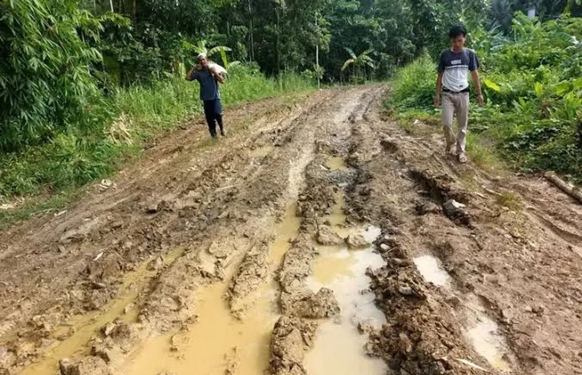 Kondisi jalan rusak berat di wilayah pedesaan Kecamatan Cibitung, Pandeglang. Infrastruktur jalan yang buruk disebut menjadi faktor utama masih banyaknya desa berstatus sangat tertinggal. (Sumber: Dok Warga)