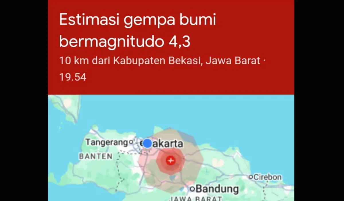 Gempa mengguncang Kabupaten Bekasi, Jawa Barat, pada Rabu malam, 20 Agustus 2025.