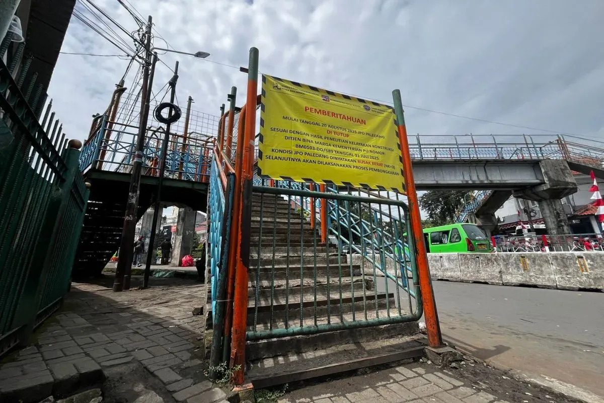 Jembatan Penyebrangan Orang (JPO) Paledang, Kota Bogor, ditutup, Rabu, 20 Agustus 2025. (Sumber: Dok. Istimewa)