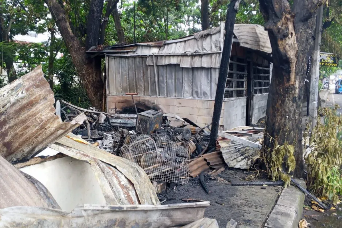 Lokasi kebakaran kios di Jalan Raya Bogor, Cilangkap, Tapos, Kota Depok. (Sumber: Dok. Polsek Cimanggis)