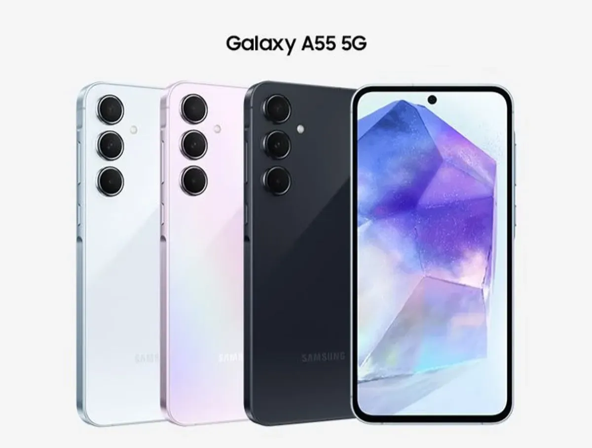 Samsung Galaxy A55 5G hadir dengan desain tipis dan layar AMOLED 120Hz, cocok untuk anak muda dan profesional. (Sumber: Pinterest)