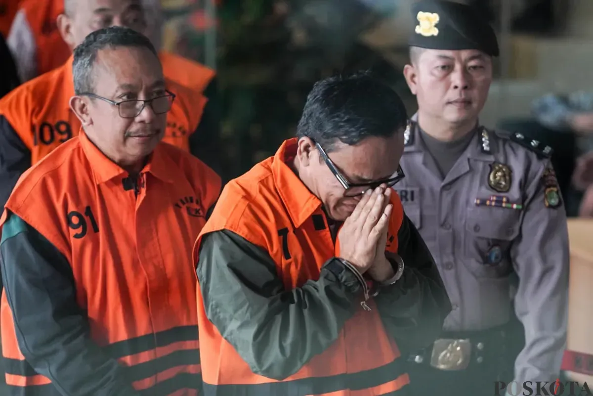 Wamenaker Immanuel Ebenezer ditetapkan KPK sebagai tersangka kasus pemerasan di Gedung Merah Putih, Kelurahan Guntur, Kecamatan Setiabudi, Jakarta Selatan, Jumat, 22 Agustus 2025. (Sumber: Poskota/Bilal Nugraha Ginanjar)
