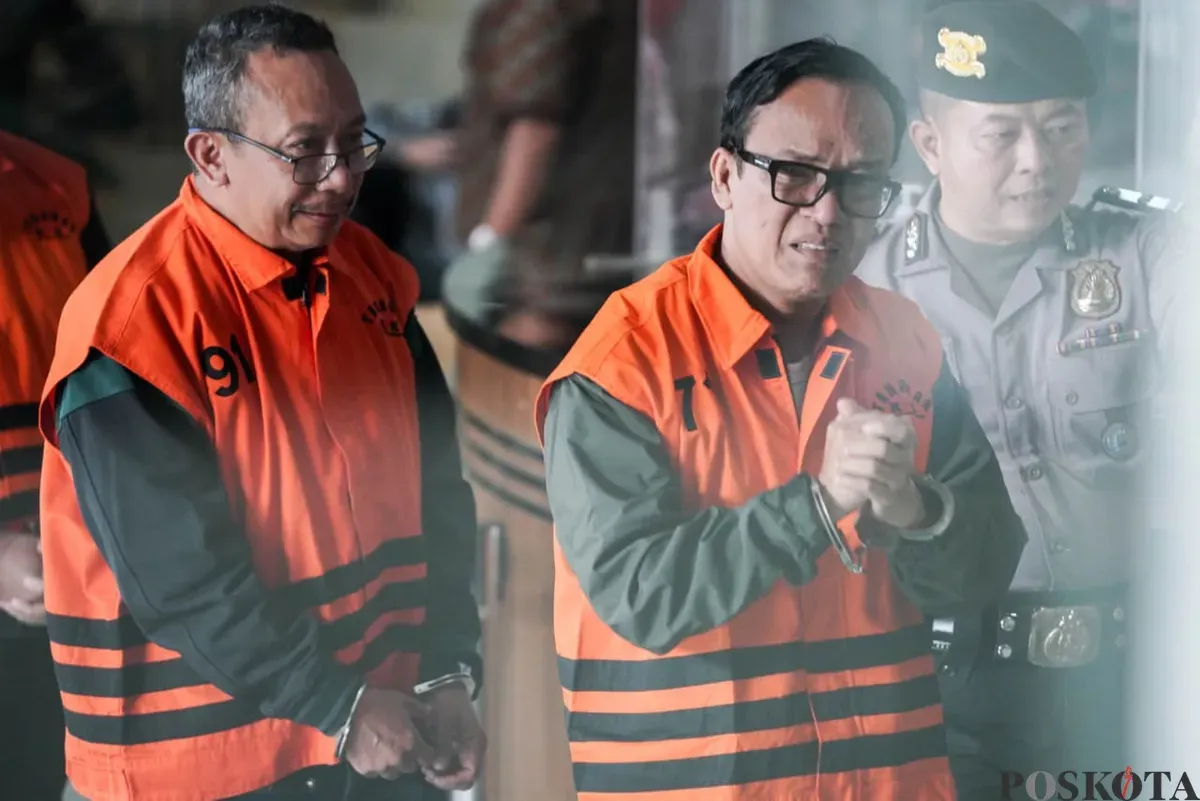 Wamenaker Immanuel Ebenezer ditetapkan KPK sebagai tersangka kasus pemerasan di Gedung Merah Putih, Kelurahan Guntur, Kecamatan Setiabudi, Jakarta Selatan, Jumat, 22 Agustus 2025. (Sumber: Poskota/Bilal Nugraha Ginanjar)