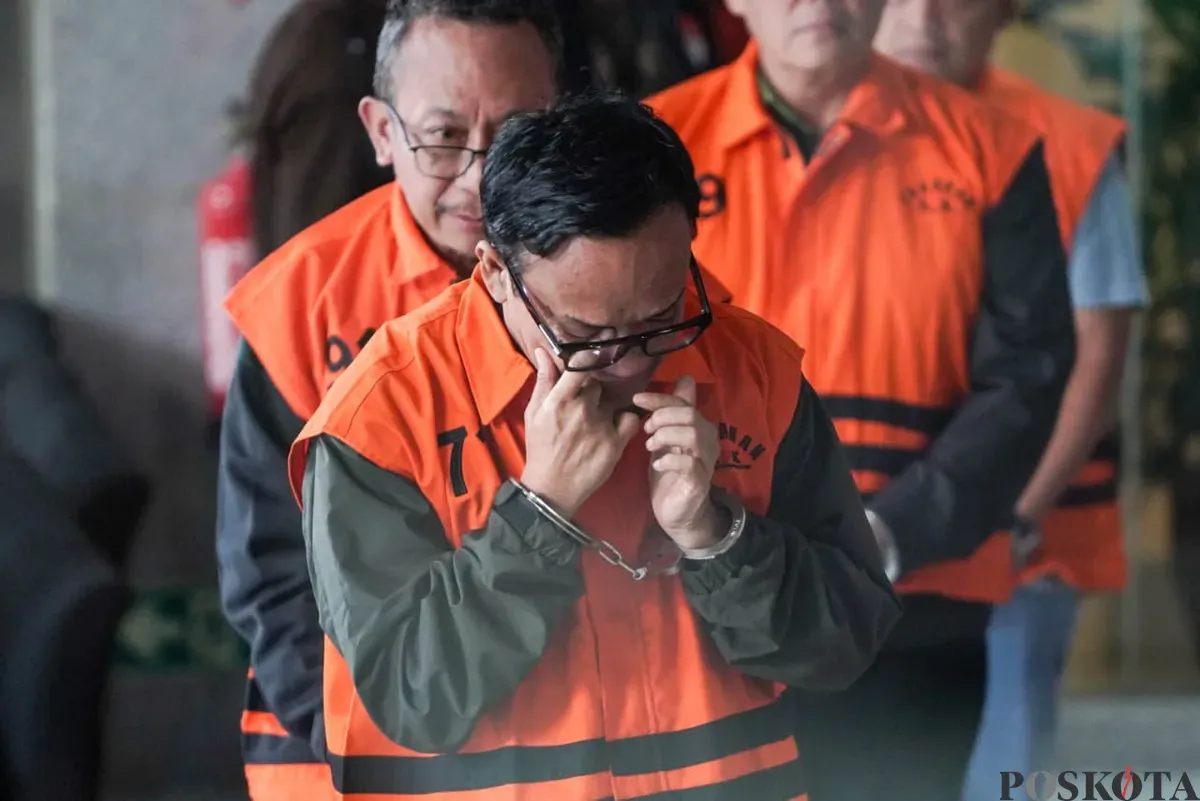 Wamenaker Immanuel Ebenezer ditetapkan KPK sebagai tersangka kasus pemerasan di Gedung Merah Putih, Kelurahan Guntur, Kecamatan Setiabudi, Jakarta Selatan, Jumat, 22 Agustus 2025. (Sumber: Poskota/Bilal Nugraha Ginanjar)