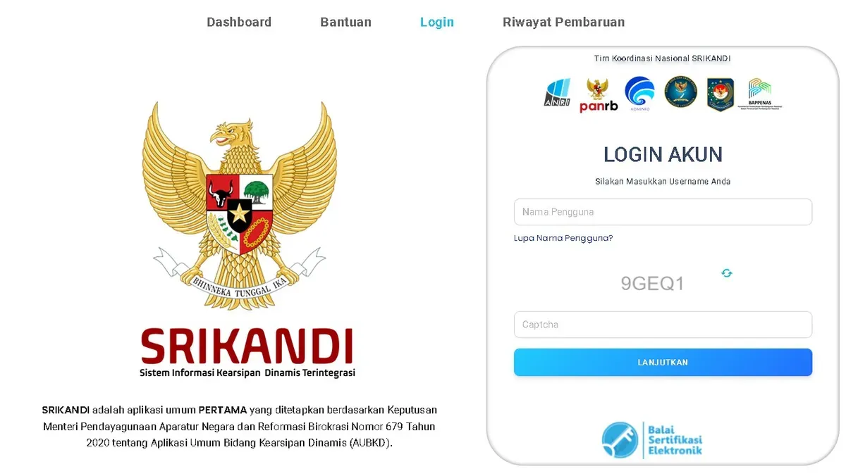 Tampilan dashboard aplikasi SRIKANDI sebagai wajah baru birokrasi digital Indonesia. (Sumber: Dok/Kecamatan Toapaya)
