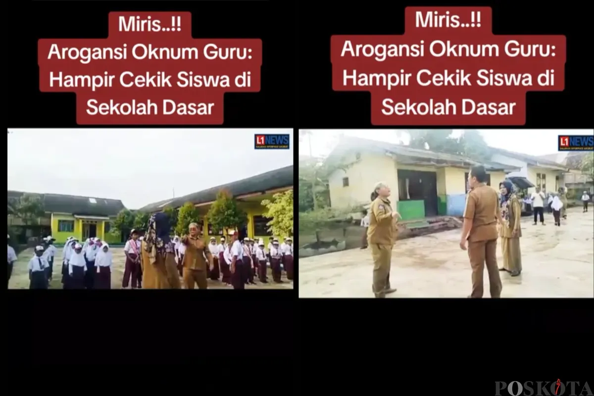 Viral Oknum Guru SD di Lampung Diduga Hendak Cekik Salah Satu Siswa Saat Upacara Berlangsung (Sumber: TikTok/sorotanlampung)