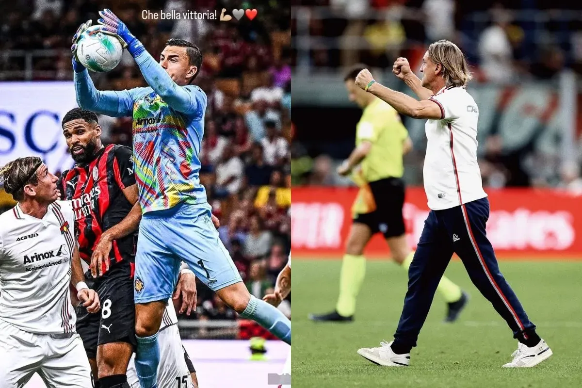 Kiper Timnas Indonesia, Emil Audero tampil gemilang bawa Cremonese menang lawan AC Milan di Serie A. (Sumber: kolase Instagram)