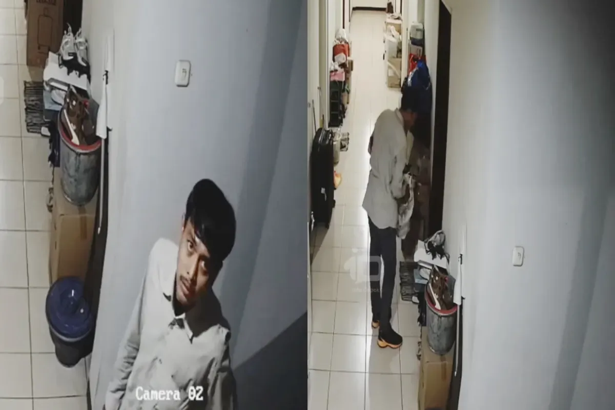 Potret pelaku pencurian sepatu di Depok yang tertangkap oleh rekaman CCTV. (Sumber: Instagram/@infodepok_id)