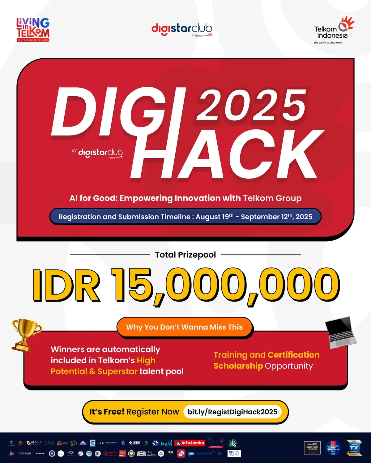 Poster event Telkom menggelar DigiHack 2025. (Sumber: Dok. Telkom)