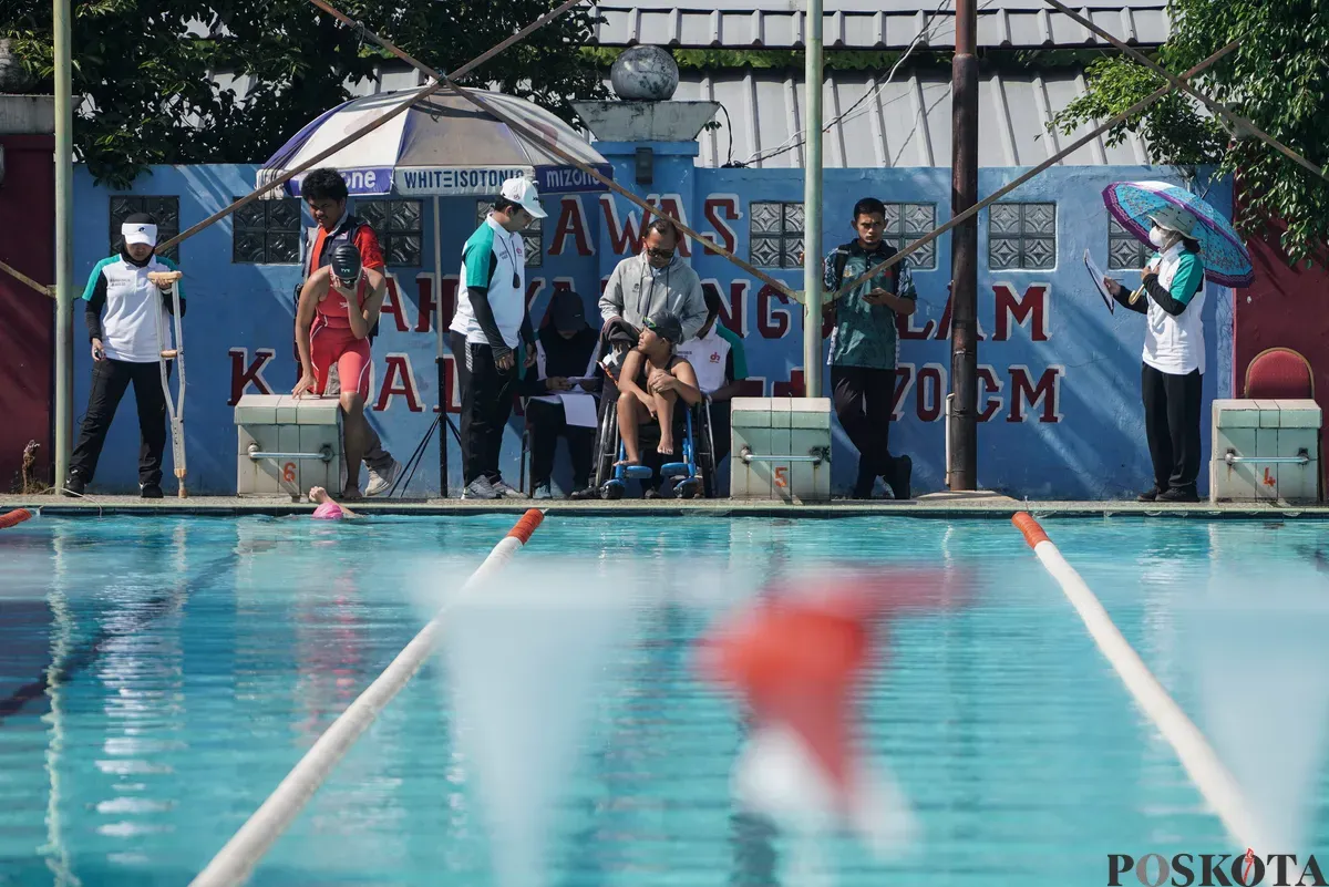 Penyandang disabilitas mengikuti Pekan Olahraga Penyandang Disabilitas Tingkat Provinsi DKI Jakarta Tahun 2025 di Jakarta International Roller Track Arena (JIRTA) dan GOR Sunter, Tanjung Priok, Jakarta Utara, Rabu, 27 Agustus 2025. (Sumber: Poskota/Bilal Nugraha Ginanjar)
