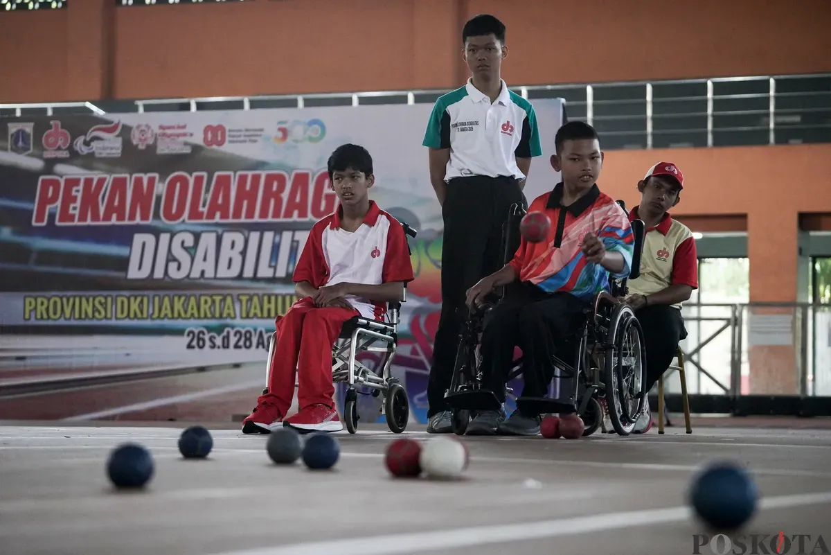 Penyandang disabilitas mengikuti Pekan Olahraga Penyandang Disabilitas Tingkat Provinsi DKI Jakarta Tahun 2025 di Jakarta International Roller Track Arena (JIRTA) dan GOR Sunter, Tanjung Priok, Jakarta Utara, Rabu, 27 Agustus 2025. (Sumber: Poskota/Bilal Nugraha Ginanjar)