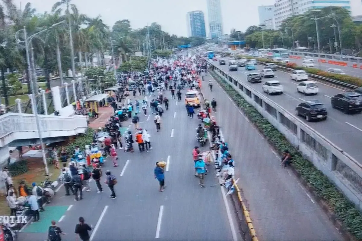 Pantauan demo buruh hari ini 28 Agustus 2025 di Jakarta. (Sumber: TMC Polda Metro Jaya)
