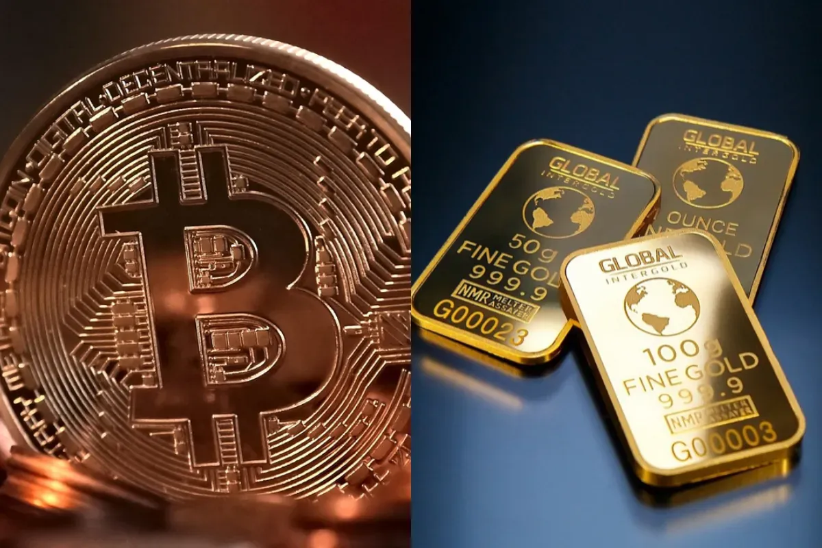 Ilustrasi instrumen investasi emas dan cryptocurrency. (Sumber: Pixabay)
