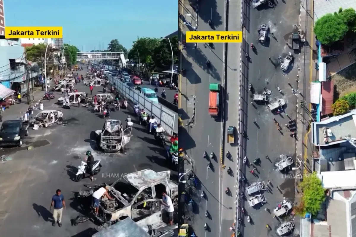 Situasi di Jalan Matraman Raya pasca ricuh di area Polres Jakarta Timur pada Jumat, 29 Agustus 2025. (Sumber: Instagram/@ilhamapriyanto)