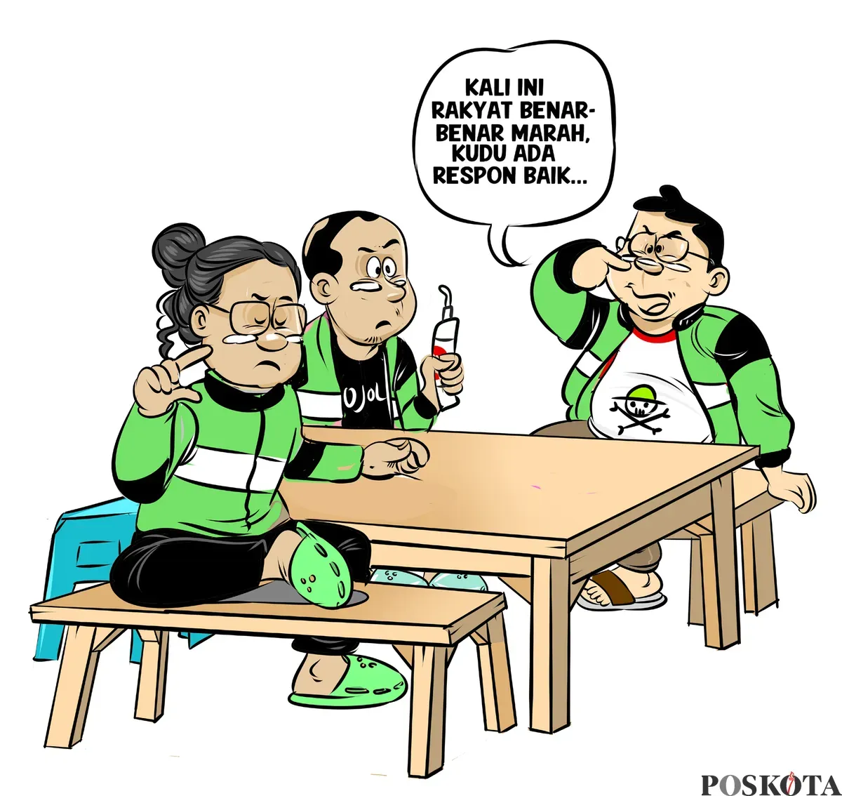 Warga membahas insiden ricuh di DPR pada 28 Agustus 2025, yang menewaskan seorang driver ojol. (Sumber: Poskota/Arif Setiadi)