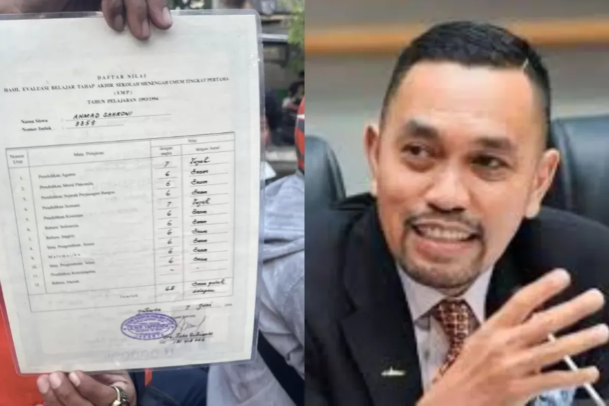 Ijazah SMP Ahmad Sahroni yang beredar di media sosial menuai gelombang komentar satir dari warganet. (Sumber: Instagram)