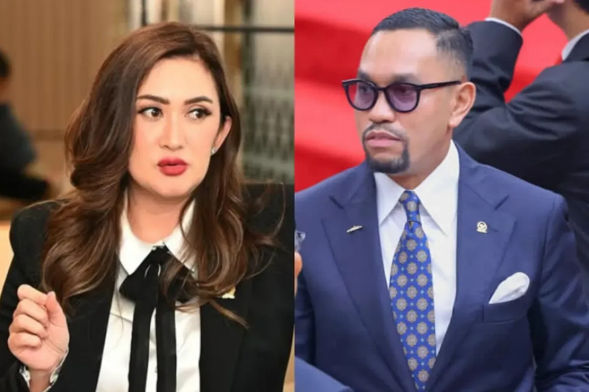 Ahmad Sahroni dan Nafa Urbach resmi dinonaktifkan sebagai anggota DPR fraksi Partai Nasdem. (Sumber: Kolase Instagram)
