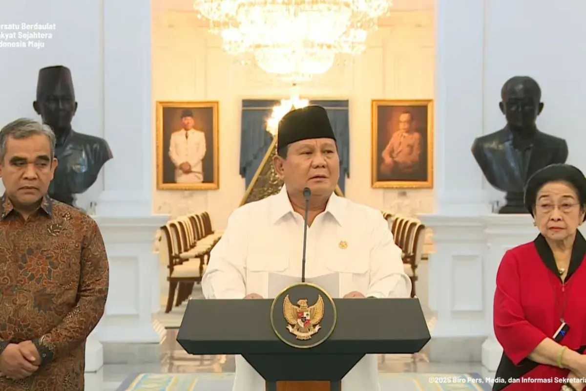 Presiden Prabowo Subianto umumkan hasil rapat dengan pimpinan Parpol, kabijakan tunjangan DPR akan dikoreksi. (Sumber: YouTube/Sekretariat Presiden)