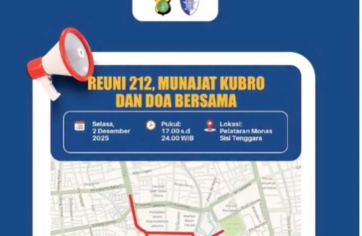 Pengalihan arus lalu lintas jelang acara reuni 212 yang akan berlangsung di kawasan Monas (Sumber: Instagram @tmcpoldametro)