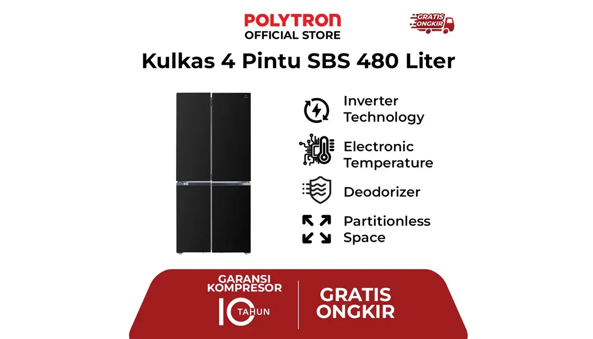 Kulkas Polytron New Belleza PRS 510X. (Sumber: Dok Polytron)