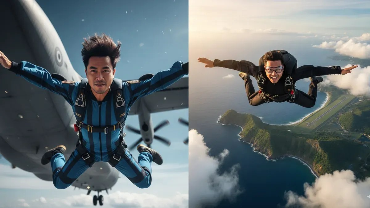 Prompt Gemini AI Ini Bisa Hasilkan Foto Skydiving Realistis Mirip Profesional (Sumber: Gemini AI)