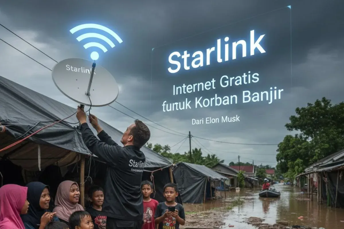Cara daftar internet gratis Starlink bagi korban banjir Sumatera. (Sumber: Gemini AI)