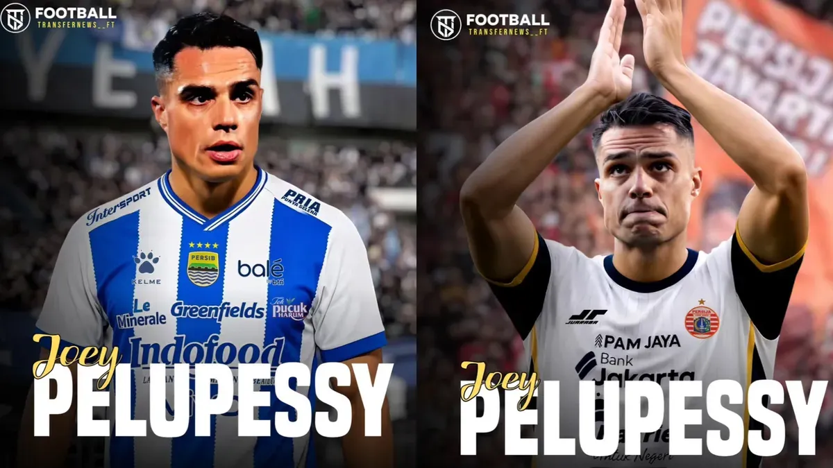Ilustrasi Joey Pelupessy berseragam Persib Bandung dan Persija Jakarta. (Sumber: Instagram/@transfernews_ft.)