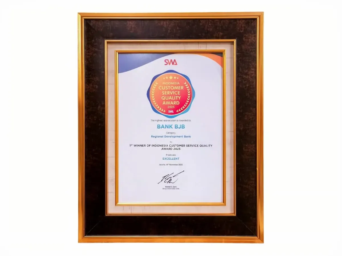 bank bjb meraih penghargaan Indonesia Customer Service Quality Award 2025 (ICSQ Award 2025). (Sumber: Corsec bank bjb)