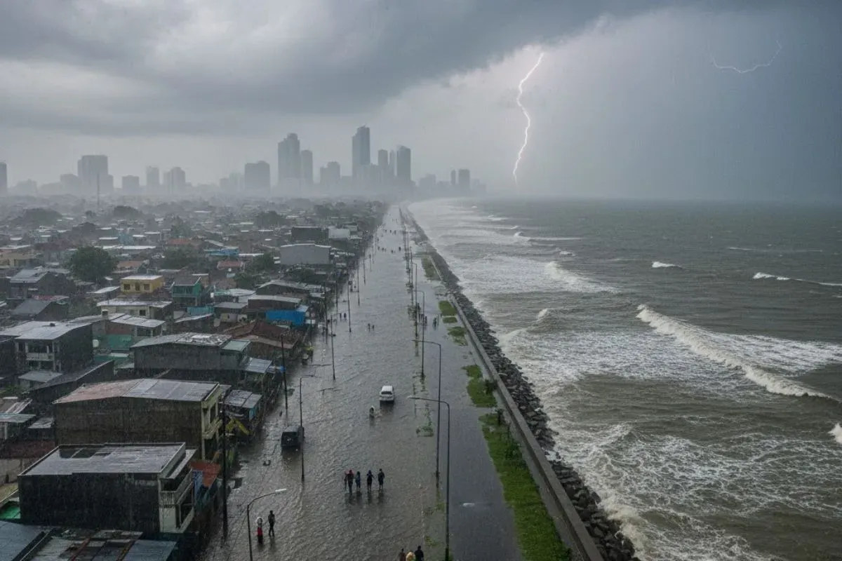 Ilustrasi banjir rob pesisir DKI Jakarta. (Sumber: Gemini AI)