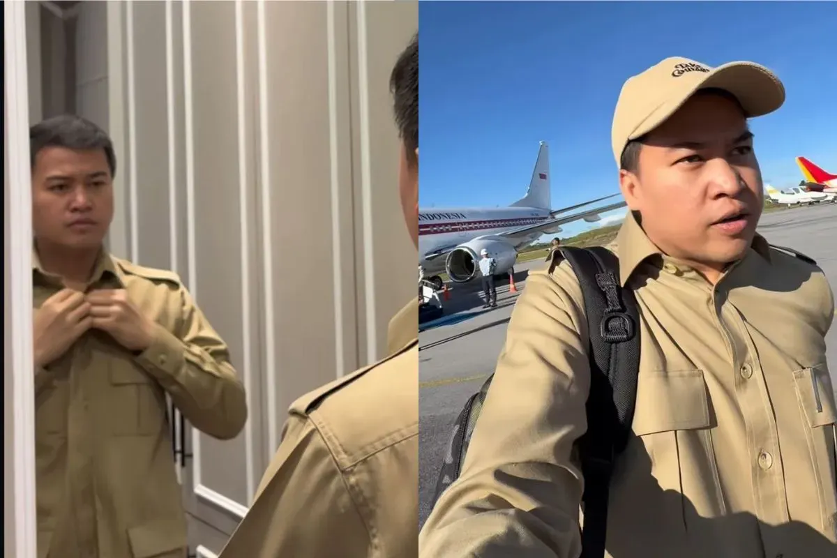 Aspri Presiden Prabowo, Agung Surahman membuat konten vlog di lokasi banjir Sumatra, kini kena rujak netizen. (Sumber: tangkapan layar)