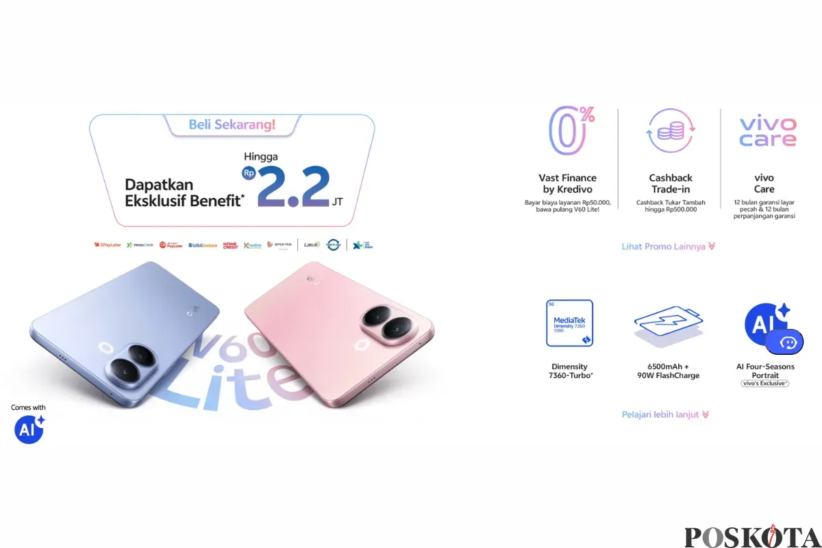 Vivo V60 Lite dan highlight spesifikasinya (Sumber: Vivo Indonesia)