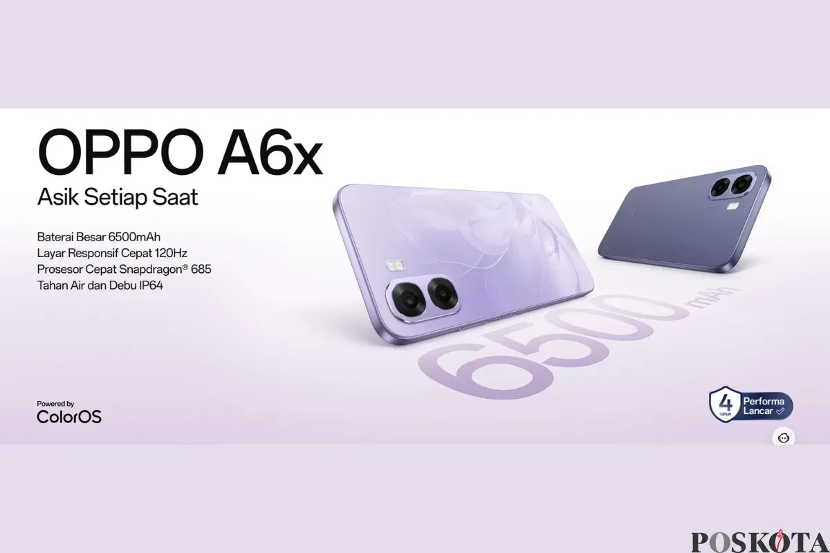 Oppo A6X, smartphone 1 jutaan dengan spesifikasi mumpuni di kelasnya (Sumber: Oppo Indonesia)