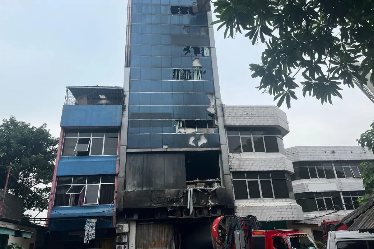 Lokasi peristiwa kebakaran kantor Terra Drone, Kemayoran, Jakarta Pusat. (Sumber: Poskota/Pandi Ramedhan)