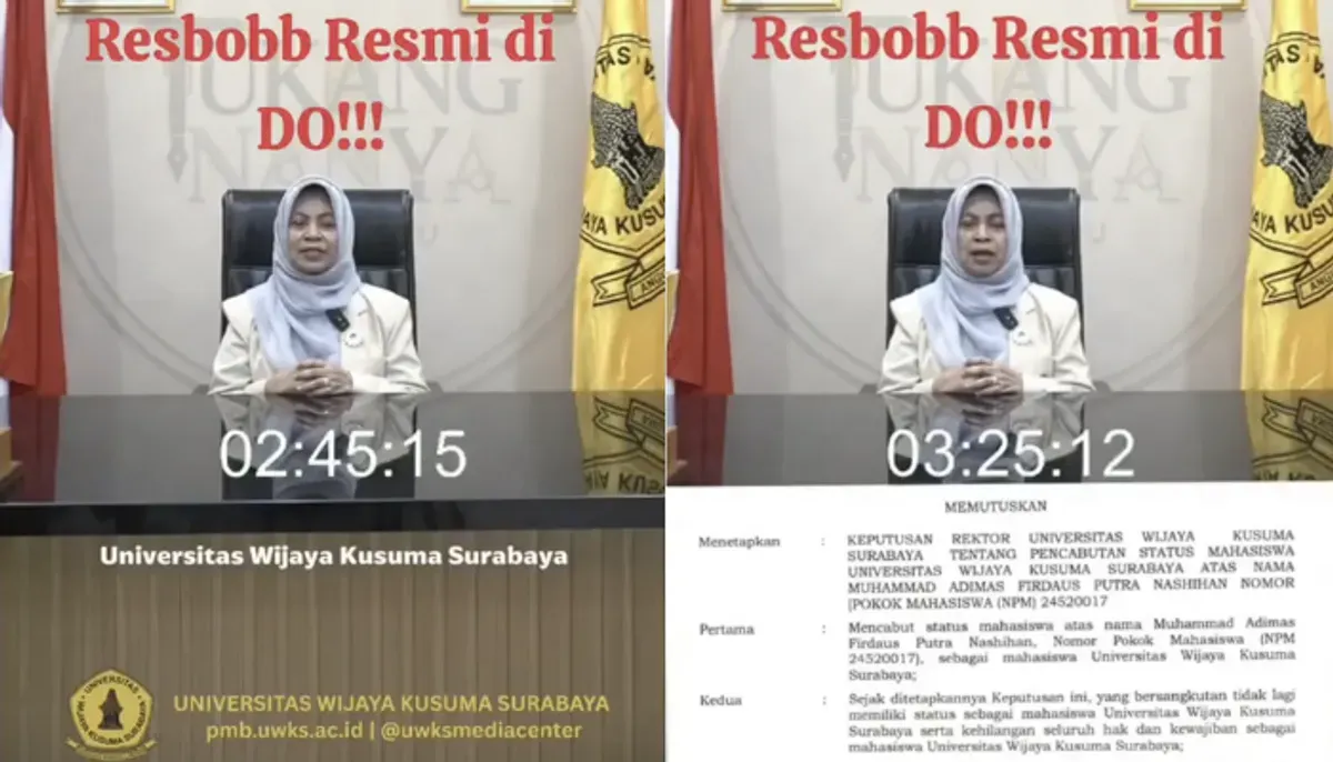 Rektor UWKS buka suara soal pemberhentian Resbob yang langgar kode etik kampus karena konten bernuansa SARA dan tidak mengikuti perkuliahan. (Sumber: X/@KangManto123)