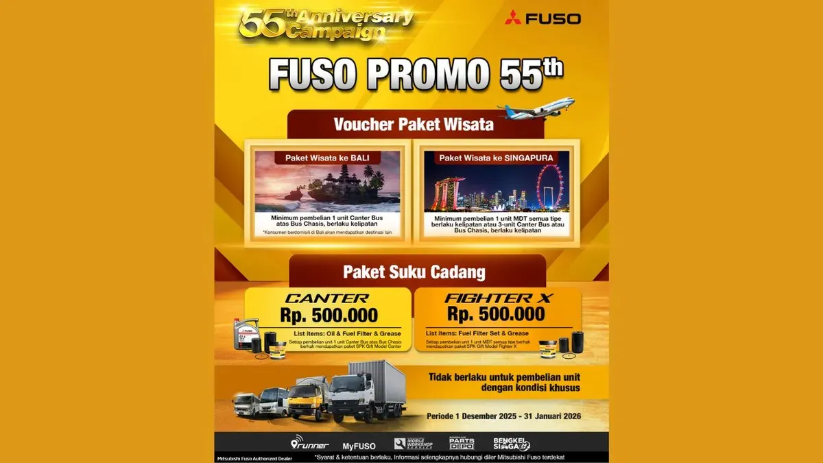 Hadiah bagi pelanggan lewat program Mitsubishi Fuso 55th Aniversary Campaign. (Sumber: Dok. Istimewa)