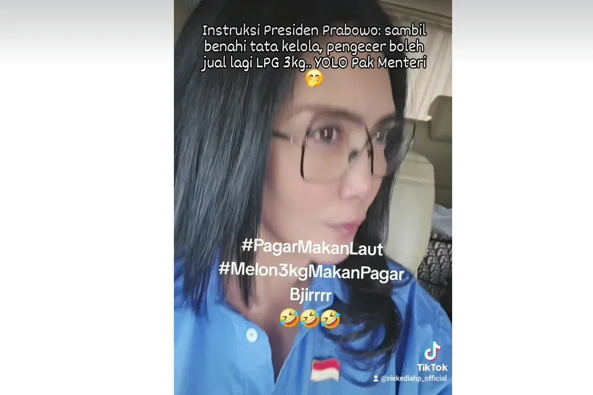 Politisi PDI Perjuangan Rieke Diah Pitaloka menuding kelangkaan gas LPG 3 kilogram ini sebagai upaya pengalihan isu pagar laut yang memiliki sertifikat. (Sumber: Instagram Rieke Diah Pitaloka)