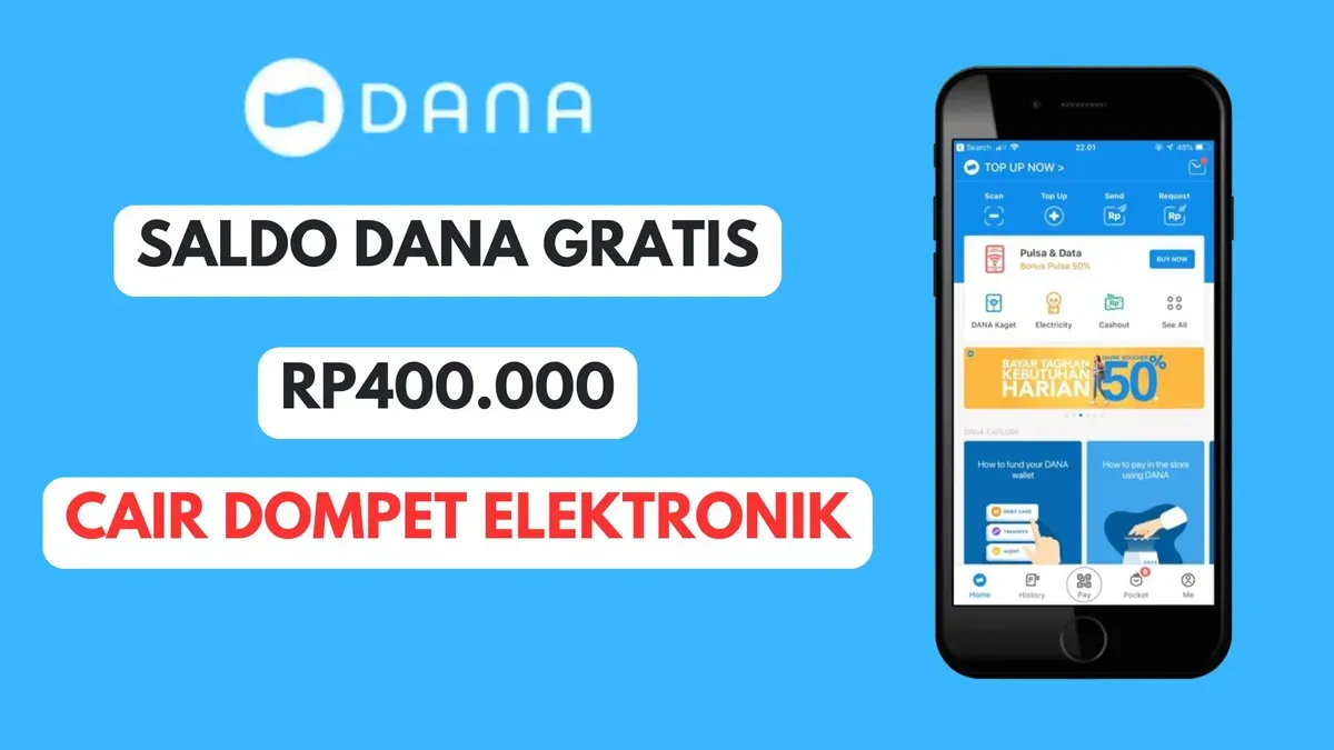 Saldo DANA Gratis Rp400.000 dapat cair langsung ke dompet elektronik hari ini dari aplikasi penghasil uang (Sumber: Poskota/Herdyan Anugrah Triguna)