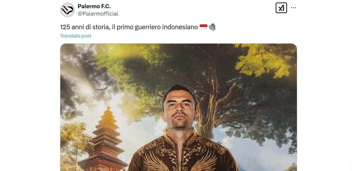 Palermo memperkenalkan Emil Audero melalui media sosial dengan menyebutnya berasal dari Indonesia. (Sumber: X/@palermoofficial)