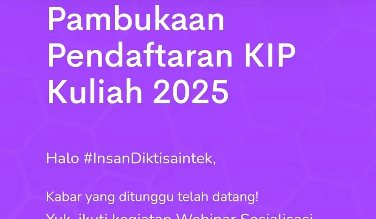 KIP Kuliah 2025 membantu mahasiswa kurang mampu meraih pendidikan tinggi tanpa biaya. Daftar sekarang dan wujudkan impianmu! (Sumber: Facebook)