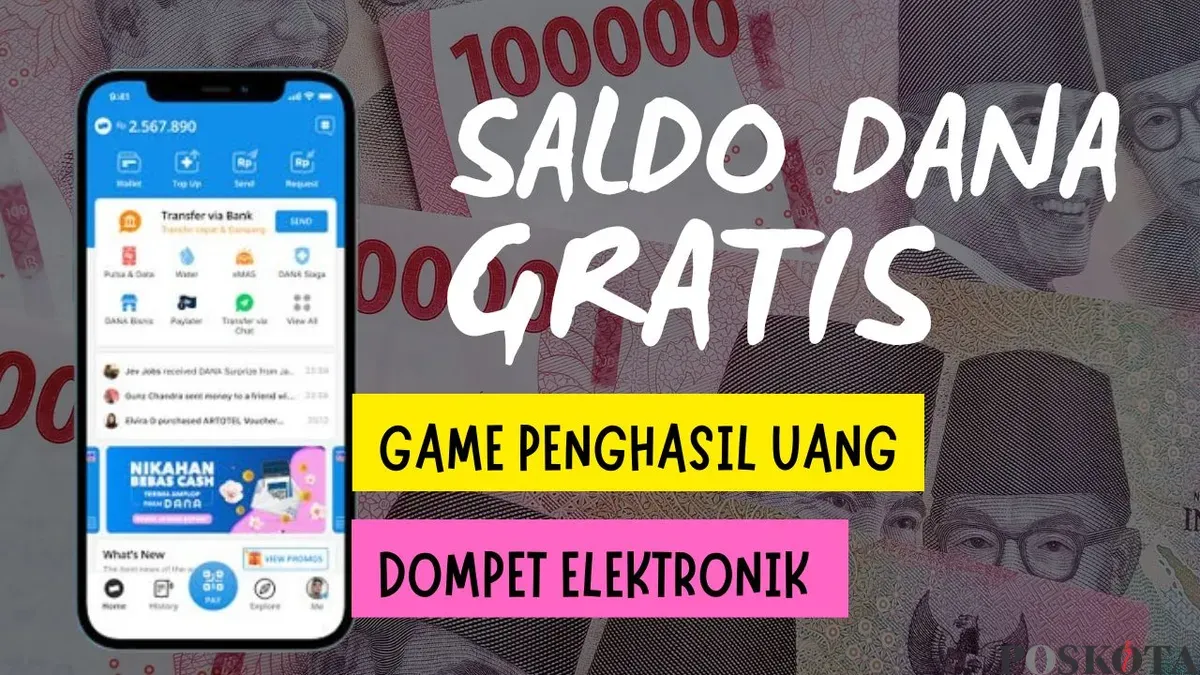 Bermain game penghasil uang dan menghasilkan saldo DANA gratis RP70.000 per hari dari internet. Bisa daftar pakai Facebook. (Sumber: Poskota/Neni Nuraeni/DANA)