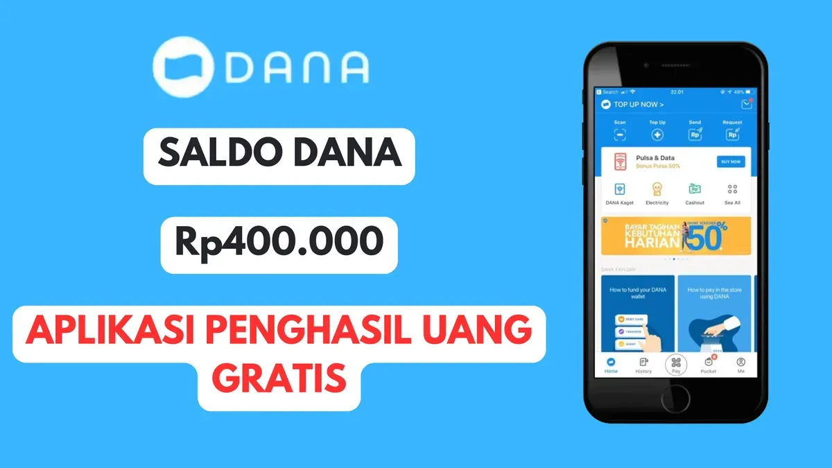 Dapatkan saldo DANA hingga Rp400.000 dari aplikasi penghasil uang gratis 2025. Cek rekomendasinya! (Sumber: Poskota/Herdyan Anugrah Triguna)