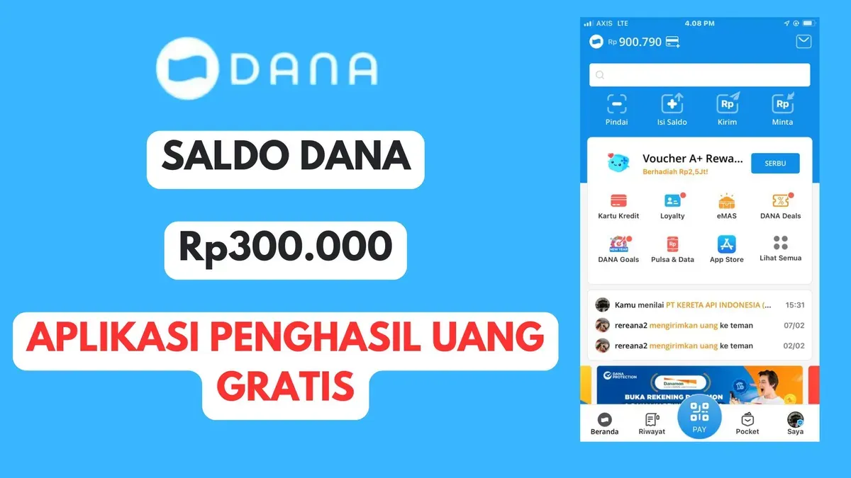 Saldo DANA Gratis cair hingga Rp300.000 dari aplikasi penghasil uang, klaim sekarang! (Sumber: Poskota/Herdyan Anugrah Triguna)