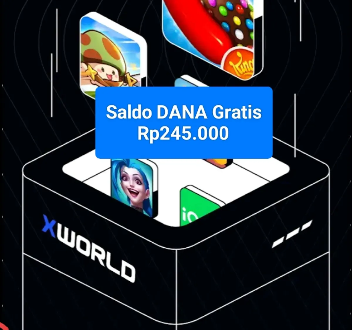 Raih saldo DANA Rp245.000 dari XWorld. (Sumber: Play Store)