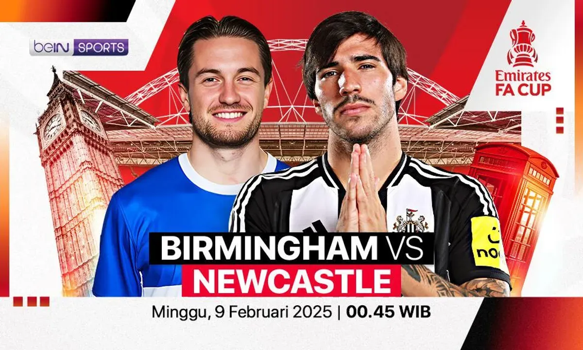 Streaming Birmingham City vs Newcastle United di putaran 5 FA Cup 2024-25. (Foto: Vidio)