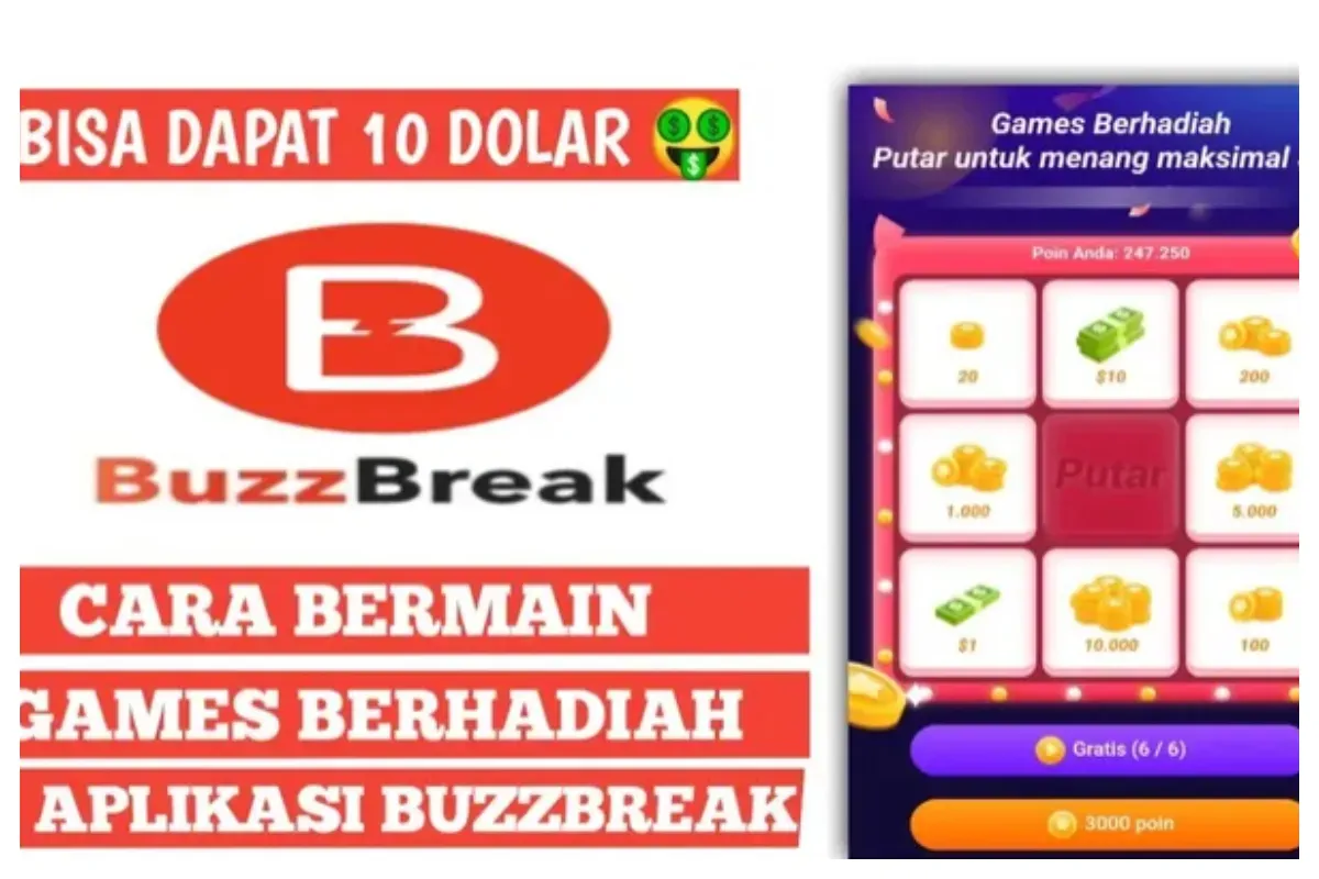 aplikasi BuzzBreak merupakan aplikasi penghasil uang yang mudah dilakukan