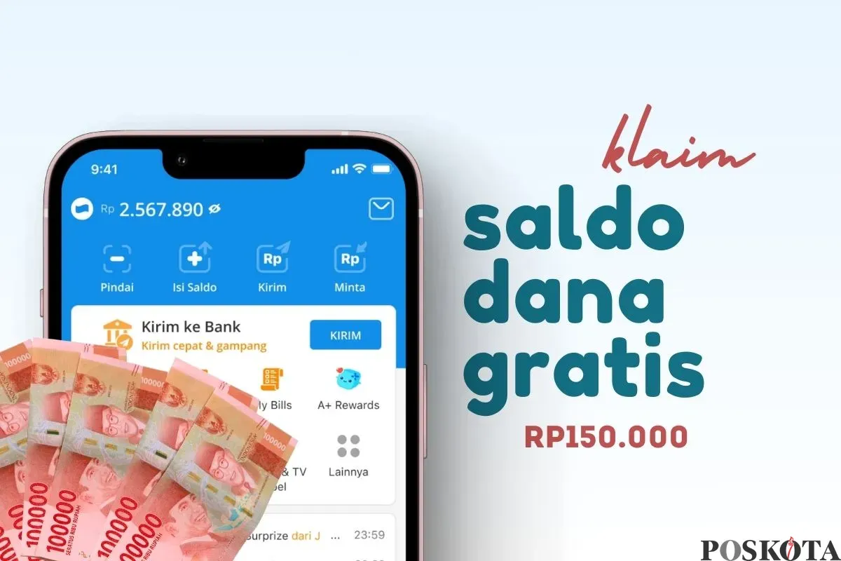 Klaim saldo DANA gratis Rp150.000 dari link DANA Kaget hari ini. (Sumber: Poskota/Della Amelia)