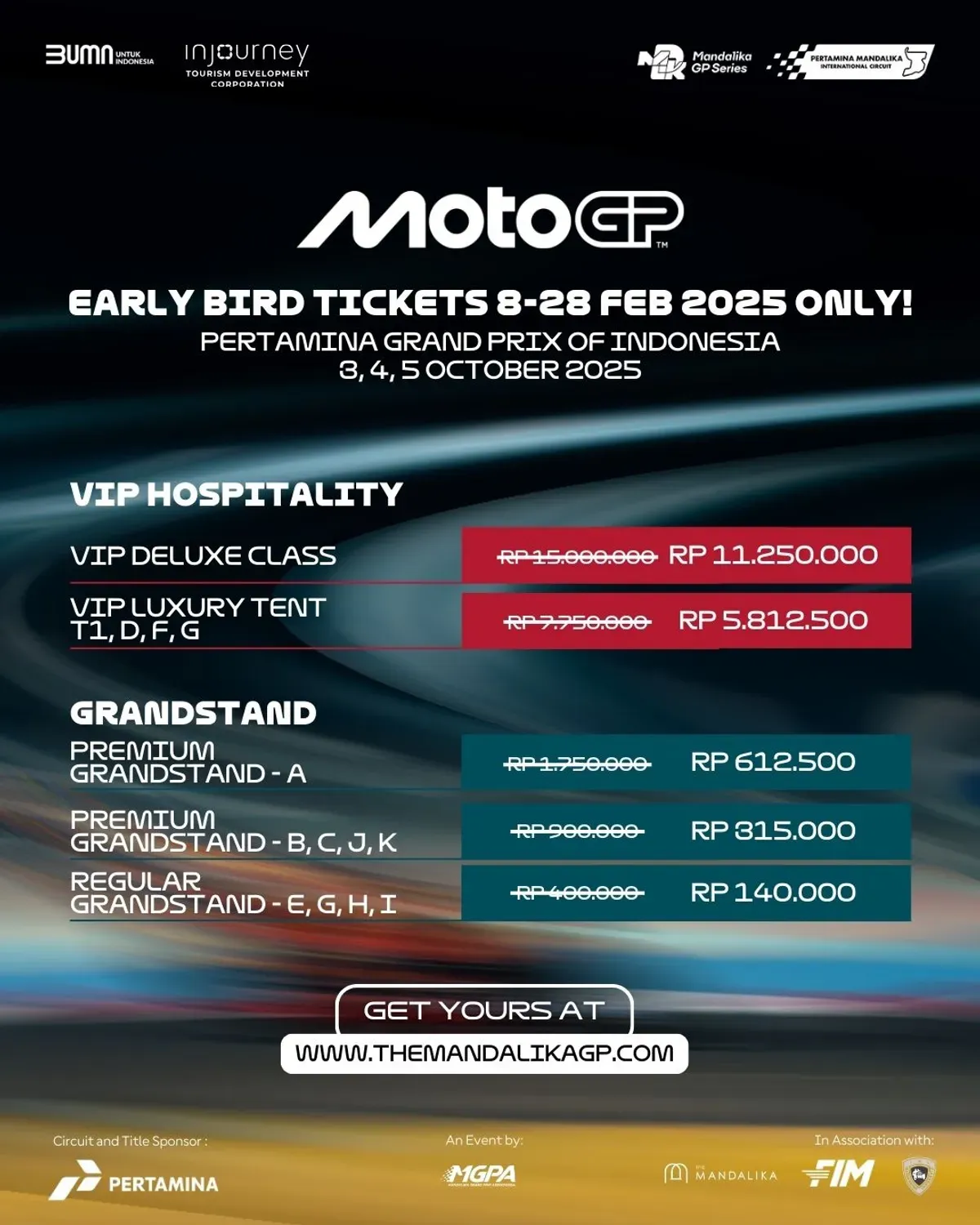 Tiket Early Bird MotoGP Mandalika sudah dijual. (Sumber: MGPA)